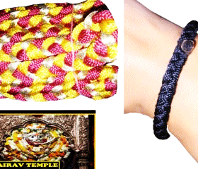 Kaal Bhairav Suraksha Kavach Mauli Dhaga Bracelet Yellow Pink Gold Made of 60 Threads 04 Pieces Kaal Bhairav Temple Varanasi