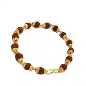 Gold-Plated Rudraksha Bracelet for Men and Women