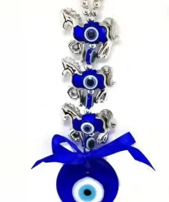 Evil Eye Three Horse Hanging For Good Luck Decorative Showpiece - 7 cm  (Polyresin, Multicolor)