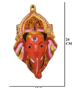 Metal Lord Ganesha face Idol Statue Wall Hanging  Ganesh ji murti (H- 24 cm x W-15 CM)