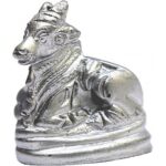 Parad Nandi Bull Figurine Handmade Sitting Idol Unique Statue for Temple Worship Gift/Home  Office Decoration 100Gram
