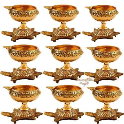 Kuber-Diya-Pooja-Items-Varanasi-Brass-Items-9-Pieces