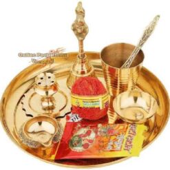 Pooja Thali,Pooja Glass,Spoon,Pooja Bell,Kumkum ,Agardaan,Kuber Diya,Kalava,Diya Akhanda Diya