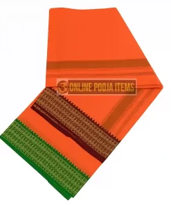 Orange  and Black Gamcha  / Stole Towel (30X60 Inches)XL for men & women Banasri Gamcha for Pooja